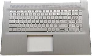 LTPRPTS Replacement Laptop Upper Case Palmrest Non-Backlit Keyboard Assembly Part for HP 17-CN 17-CP17T-CN 17Z-CP M50458-001 Silver