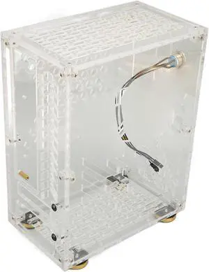 Clear Acrylic Mini ITX Case, 4.3L Capacity, 360 Degree Cooling, Designed for Mini ITX Motherboard, Supports 1U Power and 2.5in SSD, Transparent Side Panel (Transparent)