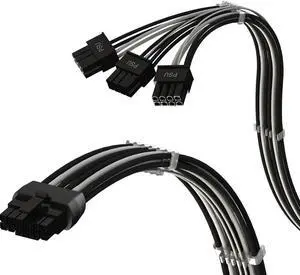 LINKUP - AVA PCIE 5.0 Molded & Soldered 16Pin (12+4) to 3x8Pin | 16AWG Sleeved | Compatible with RTX50 RTX40 RTX30 FE GPUs | Designed for ASUS/EVGA PSUs Only | 70cm