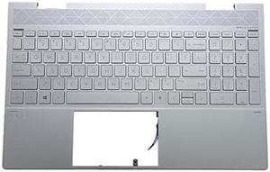 wzqrps Replacement Laptop Upper Case Palmrest Backlit Keyboard Assembly Part for HP Envy X360 15 ED 15-ED 15M-ED 15M-ED0013DX L93226-001 UMA Natural Silver