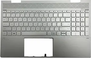 LTPRPTS Replacement Laptop Upper Case Palmrest Backlit Keyboard Assembly Part for HP Envy X360 15T-ED100 15-ed 15T-ED000 15M-ED0013DX L93227-001 SliverDSC