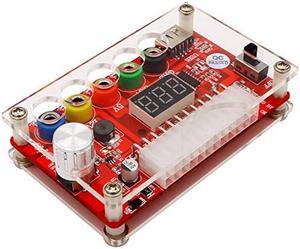 ATX Power Supply Breakout Board and Acrylic Case Kit with ADJ Adjustable Voltage Knob, Supports 3.3V, 5V, 12V and 1.8V-10.8V (ADJ) Output Voltage, 3A Maximum Output, Reset Protection