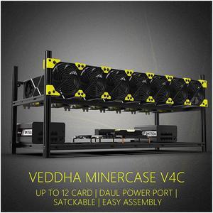 RXFSP 6/8 GPU Aluminum Stackable Open Air Mining Computer Frame Rig Ethereum Veddha (V4C-8/12GPU)