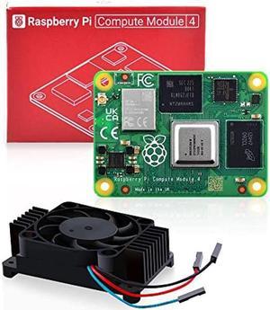 Raspberry Pi Compute Module 4 with CM4 heatsink PWM Fan, CM4 4GB RAM 0GB (Lite) Single Board 64-Bit Quad-Core Processor Bluetooth 5.0 Dual-Band WiFi (CM4104000)