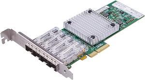 Gigabit 4 Port NIC with Intel I350-AM4 Chip, Quad SFP Ports 1Gb Network Card Compare to Intel I350-F4 NIC, PCI Express 2.1 X4, Ethernet Card with Low Profile for Windows/Windows Server/Linux