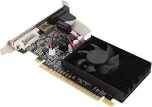 Yunseity GT730 2GB GDDR3 Graphics Card, Single Cooling Fan, 64 Bit, 810MHz Core Frequency, 1000MHz Memory Frequency, DVI VGA HD Multimedia Interface, Fast Cooling, Excellent PCB