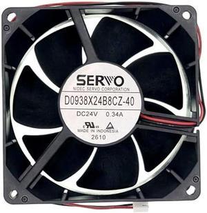 D0938X24B8CZ-40 Cooling Fan, 2-Wire DC24V 0.34A 92x92x38mm Cooling Fan