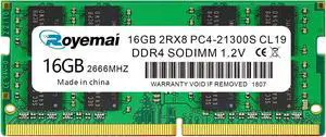 DDR4 21300S PC4 2666 16GB SODIMM, DDR4-2666MHz PC4-21300 CL19 2Rx8 1.2V Non-ECC 260 Pin Laptop Memory Module Ram