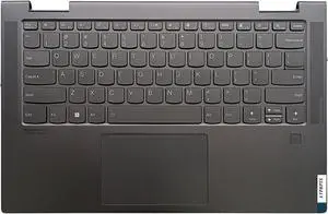 LTPRPTS Replacement Laptop Upper Case Palmrest Backlit Keyboard Touchpad Assembly Part for Lenovo Yoga 7 14ITL5 5CB1A16224 Grey