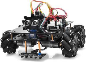 OSOYOO Omni-directinal Mecanum Wheels Robotic Car Kit for Arduino Mega2560 Metal Chassis DC Motor DIY STEM Remote Controlled Educational Mechanical DIY Coding for Teens Adult