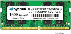 DDR4 19200S PC4 2400 16GB SODIMM, DDR4-2400MHz PC4-19200 CL17 2Rx8 1.2V Non-ECC 260 Pin Laptop Memory Module Ram