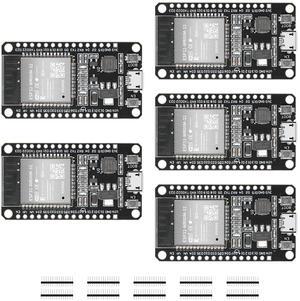 YEJMKJ 5pcs ESP32 ESP-32S Development Board ESP-WROOM-32 Module 2.4GHz Dual-Mode WiFi + Bluetooth Processor 2-in-1 Dual Cores Microcontroller Integrated Chip CP2102 for Arduino IDE