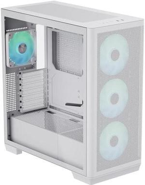 APNX C1 Mid-Tower ATX White PC Case, 4 Included High Airflow APNX FP1 ARGB Fans, up to 11 Total Fan Slots, Top and Side 360mm Liquid Cooler Support, 5-Port PWM ARGB Control Hub