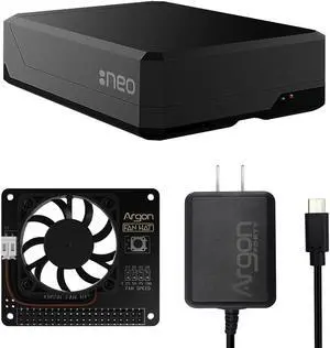 Argon NEO Case with Fan HAT and Power Supply (Type-C) for Raspberry Pi 4 | Supports Cooling Fan, Camera, and LCD Display | GPIO and PoE Pins are Accessible