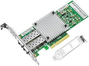 HUNTION 10Gb Network Card with Intel 82599ES Chip,Dual SFP+ Ports PCI Express Ethernet Adapter Support Windows Server/Linux/VMware, Compare to Intel X520-DA2