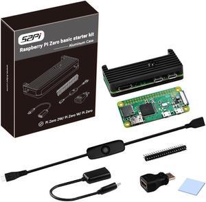 GeeekPi Pi Zero W Kit with Raspberry Pi Zero W Board, Pi Zero W Aluminum Case, Copper Heatsink, 20Pin Header, Micro USB to OTG Adapter, Switch Cable and HDMI Adapter