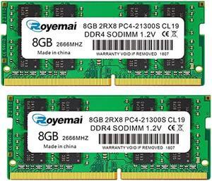 16GB DDR4 21300S PC4 2666 16GB SODIMM, DDR4-2666MHz PC4-21300 CL19 2Rx8 1.2V Non-ECC 260 Pin Laptop Memory Module Ram