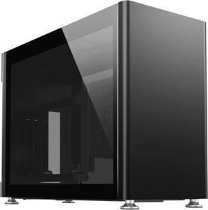 Jonsplus i100 Pro Mini-ITX Gaming Case, Black Magnesium/Aluminum Alloy, Tempered Glass Side Panels - Supports Custom Liquid Cooling, 360mm AIO, 166mm Air Cooler, 3-Slot GPU