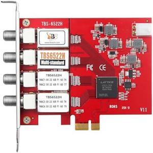 TBS6522H Quad Tuner PCIe Card DVB-S2X S2 S T2 T C2 C ISDB-T ATSC1.0 Multi Standard Digital TV Card Live TV/Window/Linux/HTPC/IPTV Server