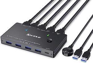 USB 3.0 KVM Switch HDMI 2 Ports 8K 60Hz 4K 120Hz HDMI 2.1 KVM Switch for 2 Computers 1 Monitor and 4 USB 3.0 Ports,HDCP 2.3, HDR 10,with Remote Controller