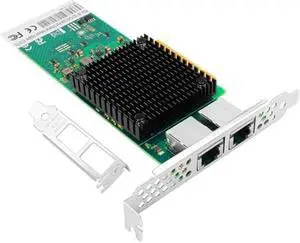 Euqvos 10Gb Ethernet Server Adapter Compare to Intel X710-T2L, PCIe3.0 x 8 2 Ports RJ45, with Intel X710-AT2 Controller, 10G LAN Adapter Support Windows/Linux/Vmware