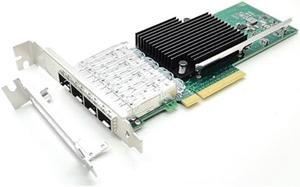 10Gb PCI-E NIC Network Card 10G Quad-Port SFP+ Ethernet Converged LAN Adapter CNA Compatible with Intel X710-DA4 PCI Express 3.0 x8/x16 Networking Server Support Windows/Linux/VMware