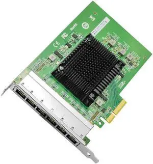 Gigibit Network Card,Six-Ports RJ45 Copper Ethernet Adapter, with Intel I350 Chip, PCI-Express X4 NIC Adapter Support Windows Server/Linux/VMware
