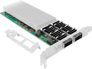 Euqvos 100Gb Ethernet Network Card, Compare to Intel E810-CQDA2, with Intel E810-CAM2 Chip, Dual-Port QSFP28, PCIe 4.0 x16 Ethernet NIC LAN Adapter Support Windows Server/Linux/VMware
