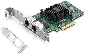 Gigabit 2 Port NIC with Intel I350 Chip, 1Gb Network Card Compare to Intel I350-T2 NIC, Dual RJ45 Ports, PCI Express 2.1 X4, Ethernet Card with Low Profile for Windows/Windows Server/Linux