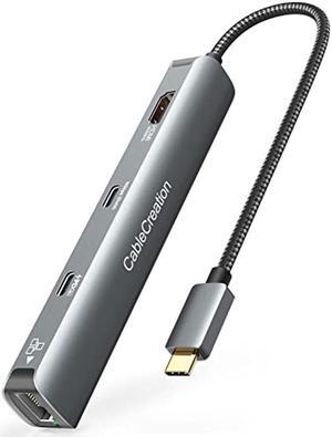 CableCreation 6-in-1 USB-C Hub/Multiport Adapter with 4K 60HZ HDMI, USB C Data Port, 1Gbps Ethernet, 100W Power Delivery, 2 USB 3.0 Port, for MacBook Pro Air M1, iPad Pro Air 2022-2018, XPS