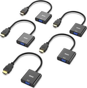 BENFEI HDMI to VGA, 5 Pack, Gold-Plated HDMI to VGA Adapter (Male to Female) for Computer, Desktop, Laptop, PC, Monitor, Projector, HDTV, Chromebook, Raspberry Pi, Roku, Xbox and More - Black