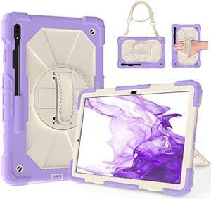 Dteck Case for Samsung Galaxy Tab S8 PlusTab S7 FE 5G Case KidsS7 Plus Case 124 inch 360 Rotating Kickstand Case for Samsung Tab S7 feS7S8 Plus 124 inch Purple
