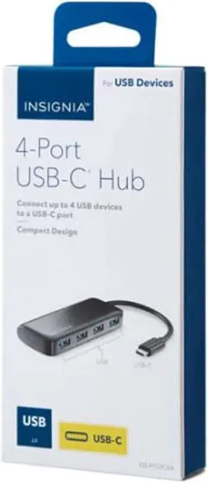 Insignia USB-C Hub 4 Ports, Multiple USB 3.0 Hub, USB C Splitter for Laptop with Type-C Power Port, USB Extender for iMac Pro, MacBook Air, iPad, Tablet. Windows, Linux, Acer PC