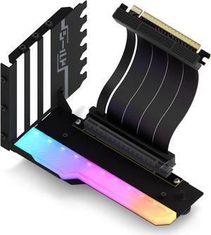 EZDIY-FAB Vertical GPU Mount with High-Speed PCIE 4.0 Riser Cable, ARGB Module, 115mm/4.52in Flexible Extension, 90 Degree Connector, Only Compatible to Full-Opened PCIe Slots-Black-YIHPI344-2