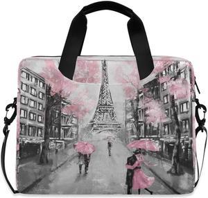 ALAZA Art Paris Eiffel Tower Laptop Case Bag Sleeve Portable Crossbody Messenger Briefcase w/Strap Handle, 13 14 15.6 inch