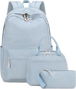 Bluboon School Backpack Set Girls Womens Laptop Bookbag Casual Daypack Fits 15 inch Laptop with Lunch Tote Bag and Pencil Bag(Grey-3 set