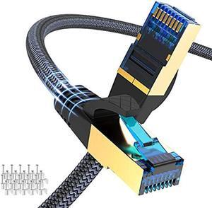 Ciwoda Cat 8 Ethernet Cable 100ft, Outdoor, Indoor Nylon Braided Cat 8 Cable, Heavy Duty 26AWG 40Gbps, 2000MHz, S/FTP Patch Cord for Xbox, POE, PS5, Router