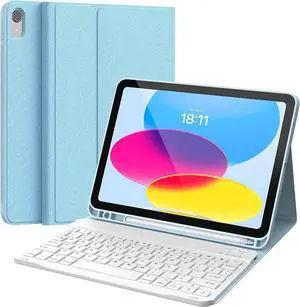 CHESONA Keyboard Case for iPad (A16) 11th/10th Generation (2025/2022), Detachable Wireless Keyboard, Stand Folio Keyboard Cover with Pencil Holder, Thin & Light (Blue)