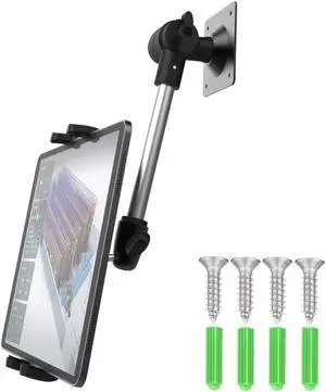 Cuxwill Wall Mount Tablet Holder for 4-13" iPad Phone, Universal Flexible Metal Heavy Duty Wall Stand for iPad Pro 12.9 Air Mini, Samsung Tab, Kindle Fire HD, iPhone - for Kitchen, Bedroom, Warehouse