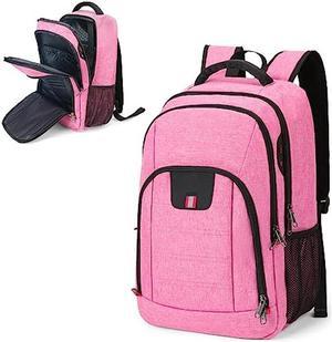 Travel Laptop Backpack, Water Resistant Work Backpack with Laptop Compartment, Airline Approved Business Computer Backpack with USB Charging Port Fit 15.6 Inch Laptops for Men and Women - Pink