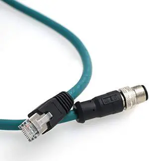 Eonvic M12 4 Position D-Coded Male to RJ45 High Flex Cat5e Industrial Ethernet Shielded Waterproof Cable(3M, Blue)