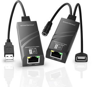 DriverGenius USB 2.0 Extender to RJ45 Over Cat5e/ cat6 Connection up to 50 Meters, Driver-Free Version Ethernet Extension Adapter (NT50-A)
