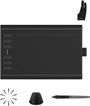 Huion Inspiroy H1060P Graphics Drawing Tablet with Digital Pen PW100 and 1 PCS Black Gloves, OTG Adapters Included