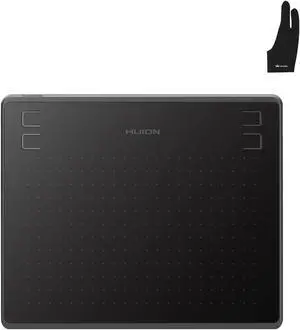 HUION HS64 Digital Drawing Tablet with Battery-Free Stylus and HUION Artist Glove for Linux, Windows, Mac and Android