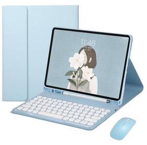 kaidisen Keyboard Case for Galaxy Tab S9 FE 10.9 inch/Tab S9 11"/ Tab S8 11"/Tab S7 11" Case with Keyboard and Bluetooth Mouse, Detachable Candy Color Keyboard Cover Round Key,Sky Blue