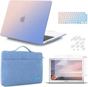 iCasso Compatible with MacBook Air 13.6 Inch Case 2024 2023 2022 Release M3 A3113 M2 A2681, Hard Plastic Case, Sleeve, Screen Protector, Keyboard Cover & Dust Plug-Gradient