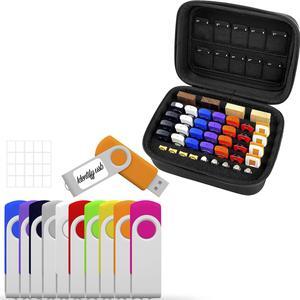 USB Flash Drive 16GB 10 Pack and Flash Drive Case Bundle, Thumb Drive 16 GB Set of 10 with USB Oragnizer Case