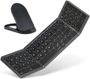JPHTEK Foldable Bluetooth Keyboards Portable Wireless Keyboards with Stand Holder, Rechargeable Full Size Ultra Slim Keyboards Compatible iOS Android Windows Tablet and Laptop - BT5.1 x 3