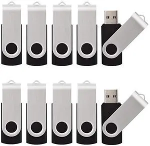 KALSAN 64GB USB Flah Drives 10 Pack 64GB USB 2.0 USB Drive 64GB Flash Drive Pack 64GB USB Memory Stick 10 Pack-Black