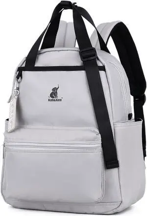 Kah&Kee Backpack Purse For Women Man Convertible Backpack Tote With Laptop Compartment 14 Inch Work Backpacks Waterproof Nurse Teacher Bag College Tote Daypack (Light Gray)